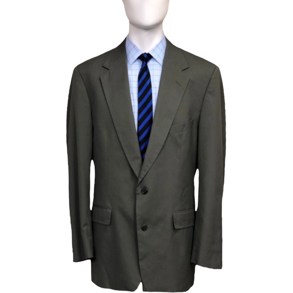 Brooks Brothers Men 2 Button Blazer 43L Gray Olive